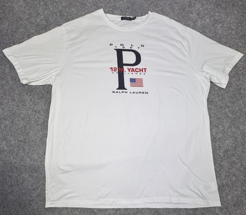 Polo Ralph Lauren T-shirt 12 M Yacht Challenge 1967 Flag Graphic 3XLT